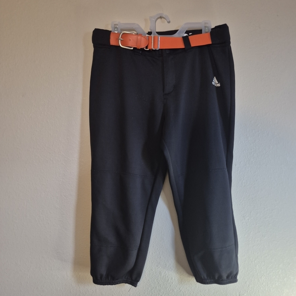 adidas Black Sweatpants with Orange Belt